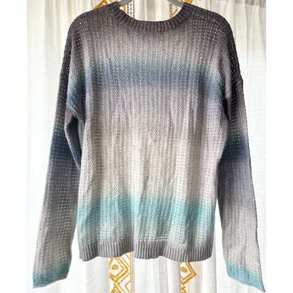 Lisa Todd Color Dreamer Sweater (Size L) Blue Ombré Wool Blend Open Stitch Knit - Picture 6 of 11